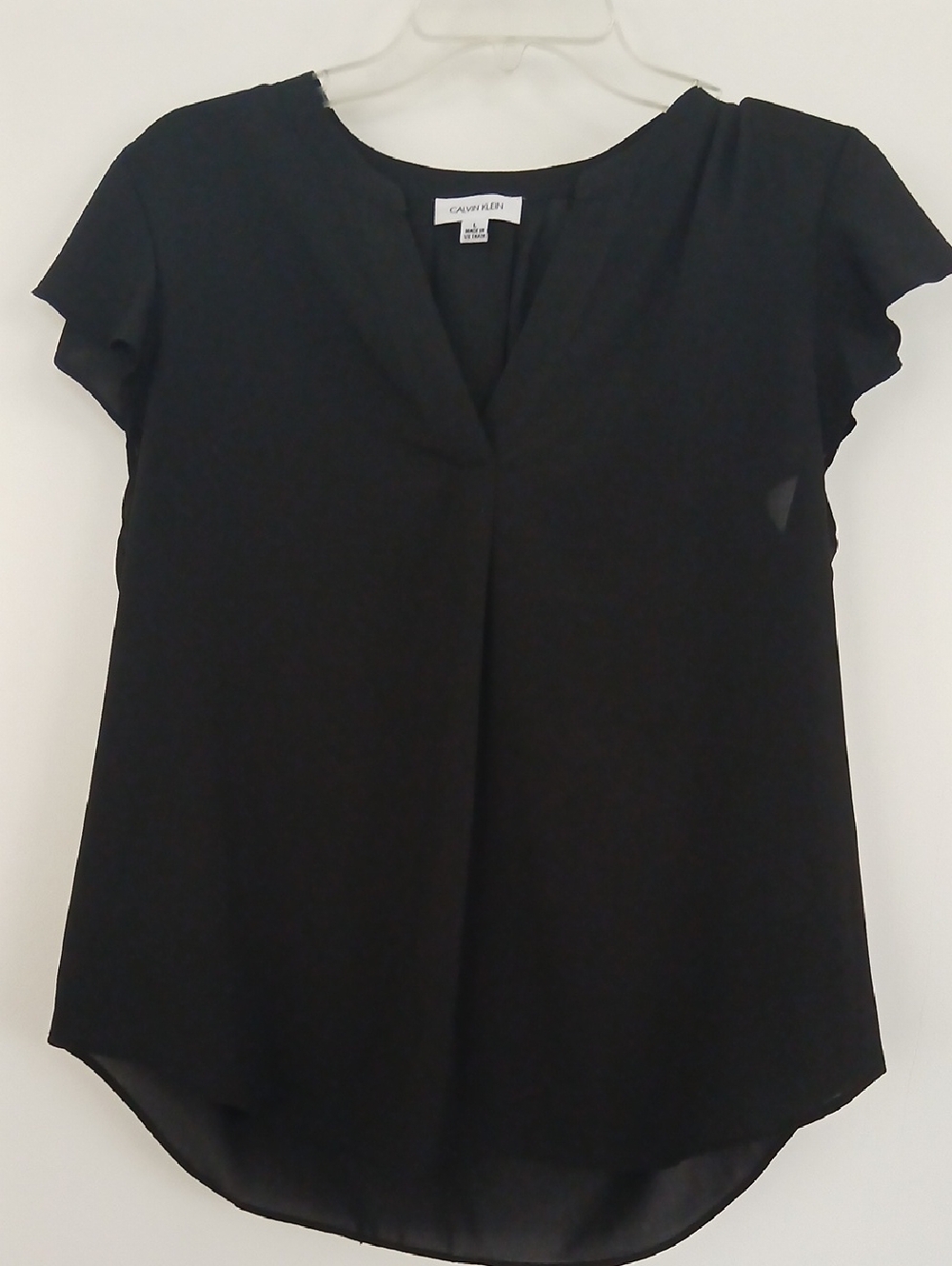 Calvin Klein Black Short Sleeve V-Neck Blouse